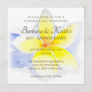 Yellow Plumeria 50th Anniversary Card