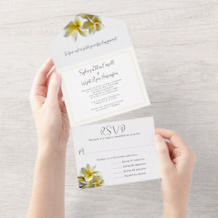 Yellow Plumeria All in One Wedding Invitation