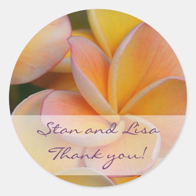 Yellow Plumeria Flower Wedding Sticker (Front)