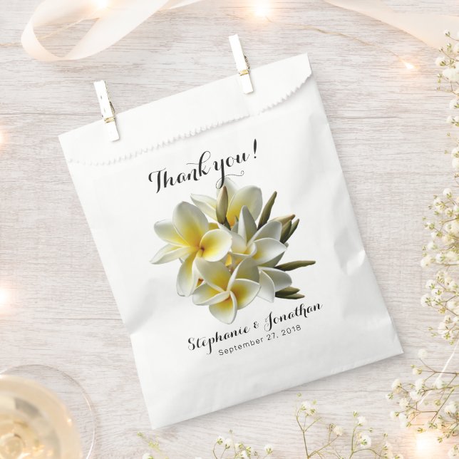 Yellow Plumeria Flowers Thank You Favor Bag (Clipped)