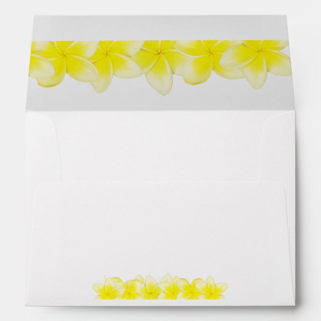 Yellow Plumeria Frangipani 5x7 Wedding Invitation Envelope (Back (Bottom))