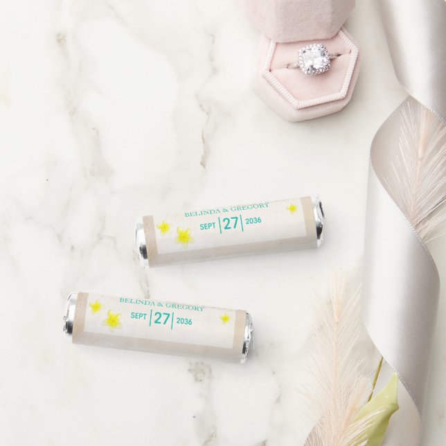 Yellow Plumeria Frangipani Tropical Beach Wedding Breath Savers® Mints (Wedding)