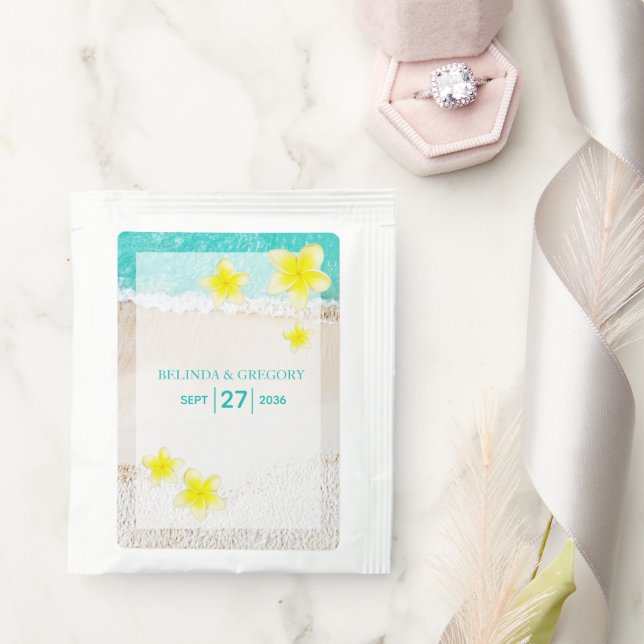 Yellow Plumeria Frangipani Tropical Beach Wedding  Tea Bag Drink Mix (Wedding)