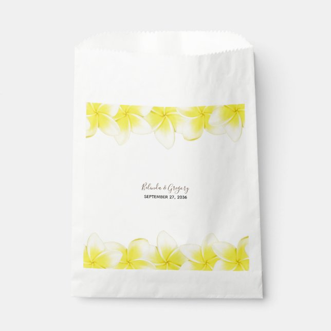 Yellow Plumeria Frangipani Wedding  Favor Bag (Front)