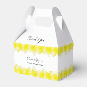 Yellow Plumeria Frangipani Wedding Favor Boxes
