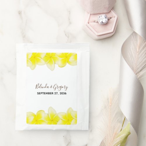 Yellow Plumeria Frangipani Wedding Tea Bag Drink Mix