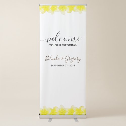 Yellow Plumeria Frangipani Wedding Welcome Sign