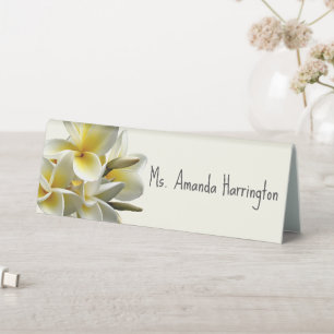 Yellow Plumeria Name Template Event Place Card Table Tent