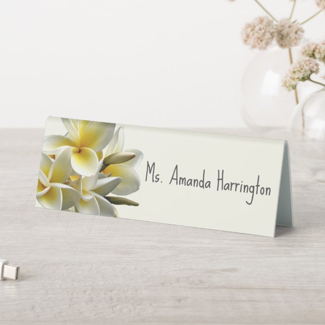 Yellow Plumeria Name Template Event Place Card Table Tent (In SItu (Table))
