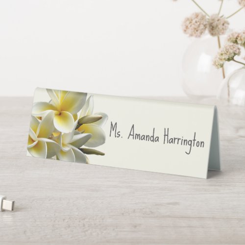 Yellow Plumeria Name Template Event Place Card Table Tent Sign