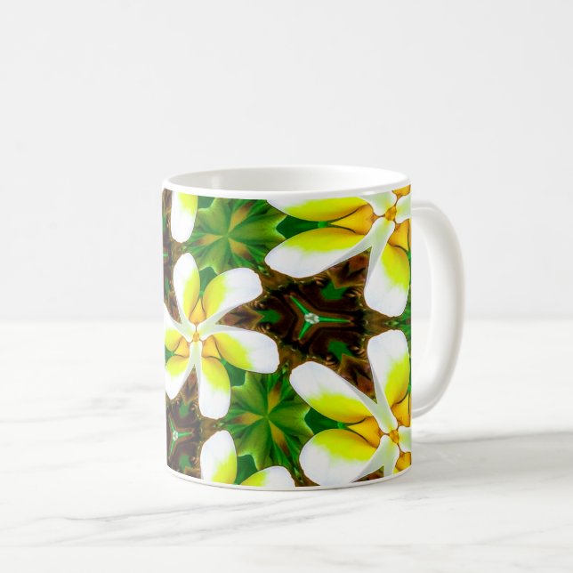 Yellow Plumeria Pattern Coffee Mug (Front Right)