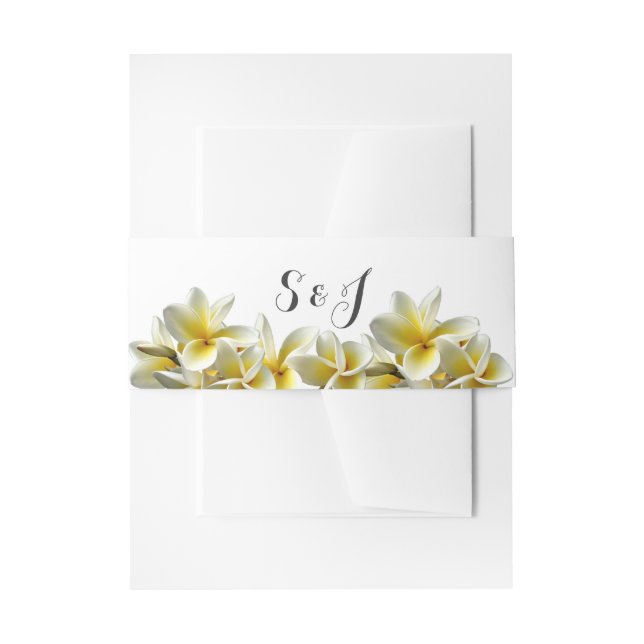 Yellow Plumeria Wedding Monogram Belly Band (Front Example)