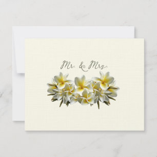 Yellow Plumeria Wedding Mr. and Mrs. Blank Note Card