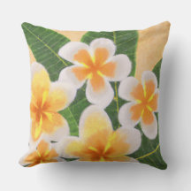 Yellow Plumerias throw pillow