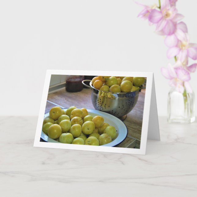 Yellow Plums in Bowl and Colander Card (Orchid)