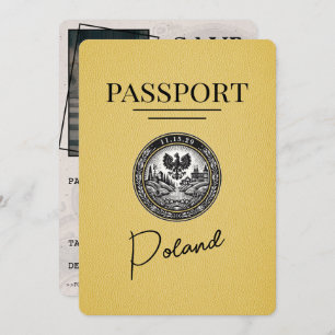 Yellow Poland Passport Save The Date