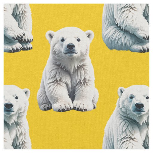 Yellow Polar Bear Pattern Design  Fabric