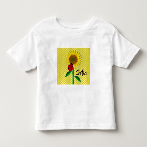 Yellow Polka Dot and Sunflowers Baby Girl T_Shirt