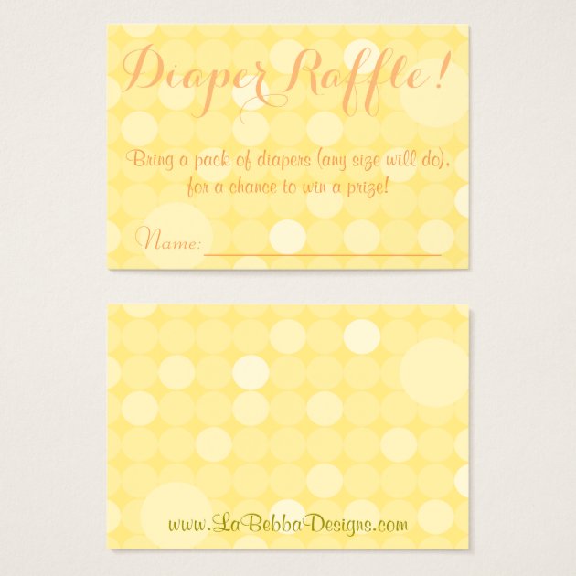 Yellow Polka Dot Baby Shower Diaper Raffle Tickets