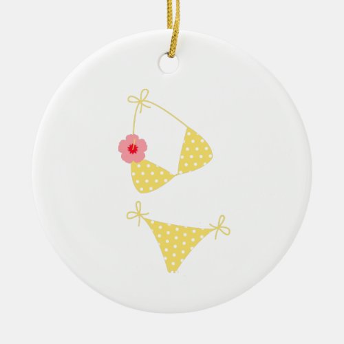 Yellow Polka Dot Bikini Ceramic Ornament