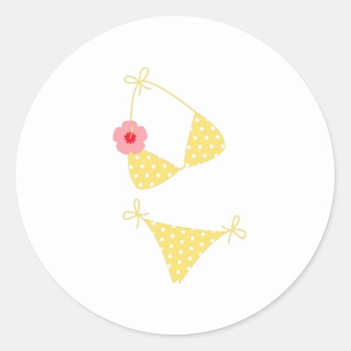 Yellow Polka Dot Bikini Classic Round Sticker