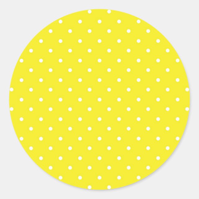 Yellow Polka Dot Design Classic Round Sticker (Front)