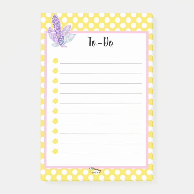 Yellow Polka Dot Diamond To-Do  Post-it Notes (Front)