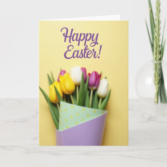 Yellow Polka Dot Easter Card (Front)
