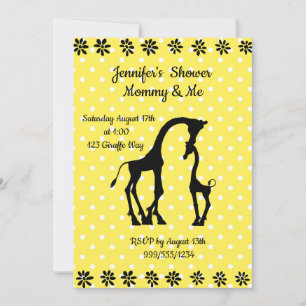 Yellow Polka Dot Giraffe Baby Shower Invitation