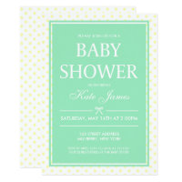 Yellow Polka Dot & Mint Baby Shower Invitation