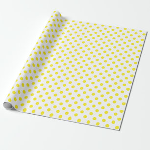 Yellow Polka Dot on White Medium Space Wrapping Paper