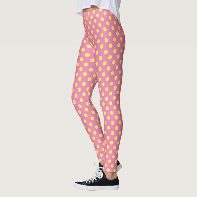Yellow Polka Dot Pattern on Your Background Color Leggings (Left)