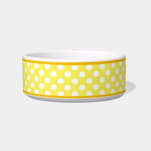 Yellow Polka Dot Pattern Small Ceramic Dog Bowl