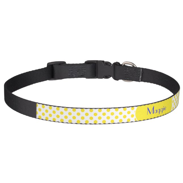 Yellow Polka Dot Pet Collar (Front)