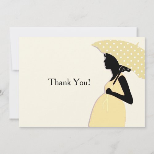 Yellow Polka Dot Umbrella Thank You Notecard