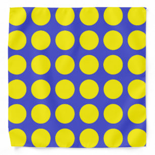 Yellow Polka Dots Blue Bandana