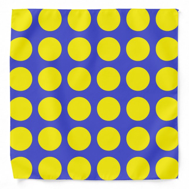 Yellow Polka Dots Blue Bandana (Front)