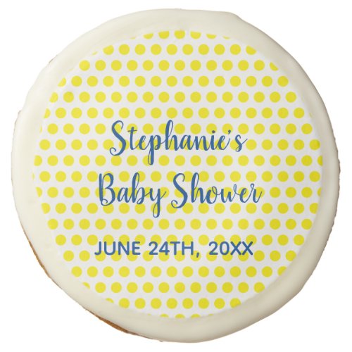 Yellow Polka Dots Blue White Baby Shower 2021 Sugar Cookie