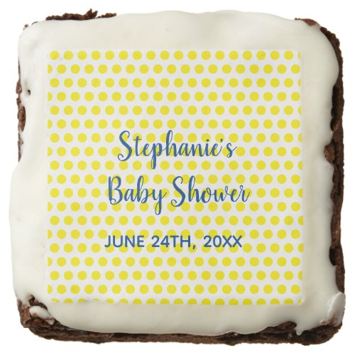 Yellow Polka Dots Blue White Baby Shower Cute Brownie