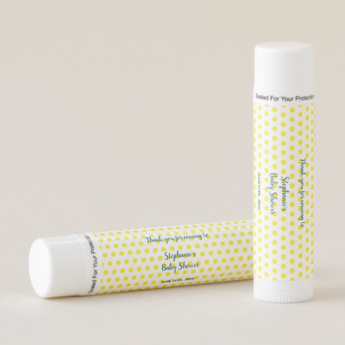 Yellow Polka Dots Blue White Baby Shower Favor Lip Balm