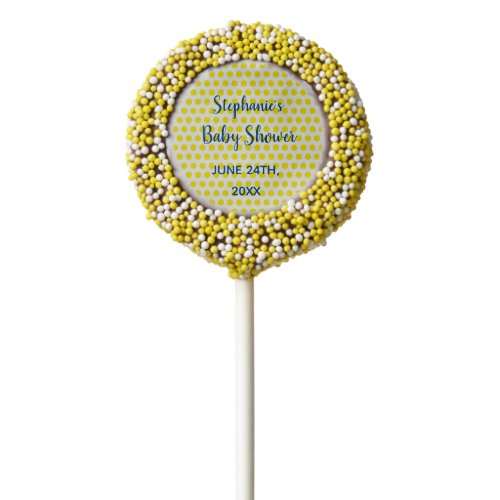 Yellow Polka Dots Blue White Baby Shower Pretty Chocolate Covered Oreo Pop