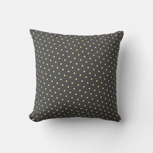 Yellow Polka Dots Dark Grey Gray Custom Cute Throw Pillow