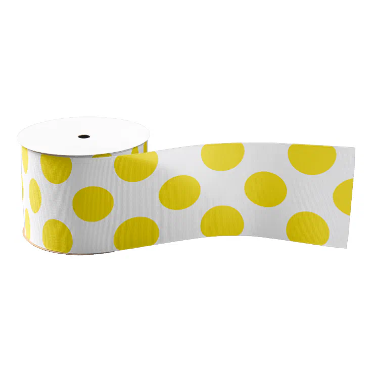 Yellow Polka Dots Grosgrain Ribbon | Zazzle