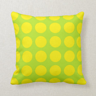 Yellow Polka Dots Lime Green Throw Pillow