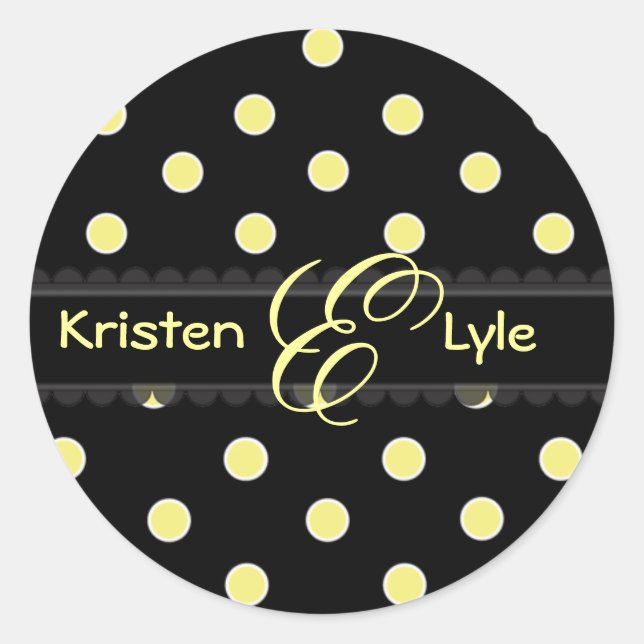 Yellow polka dots monogram stickers (Front)