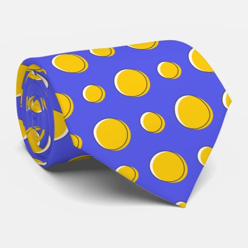 Yellow Polka Dots On A Blue  Neck Tie