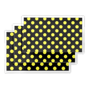 Yellow polka dots on black backgound acrylic tray