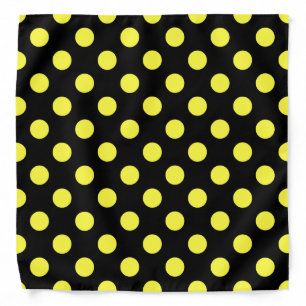 Yellow polka dots on black backgound bandana