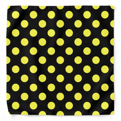 Yellow polka dots on black backgound bandana