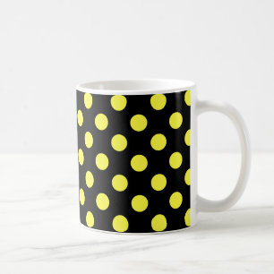 Yellow polka dots on black backgound coffee mug